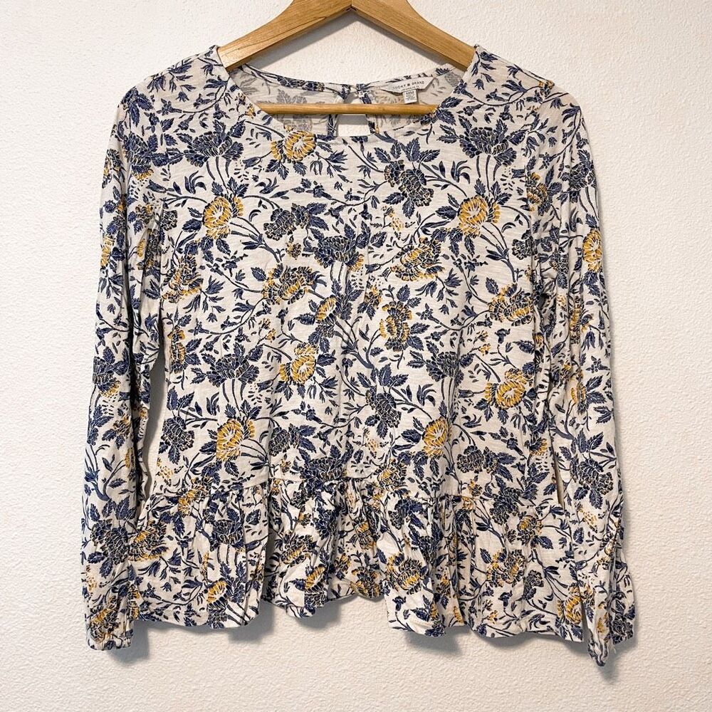 Lucky Brand Boho Floral Long Sleeve Blouse Size M